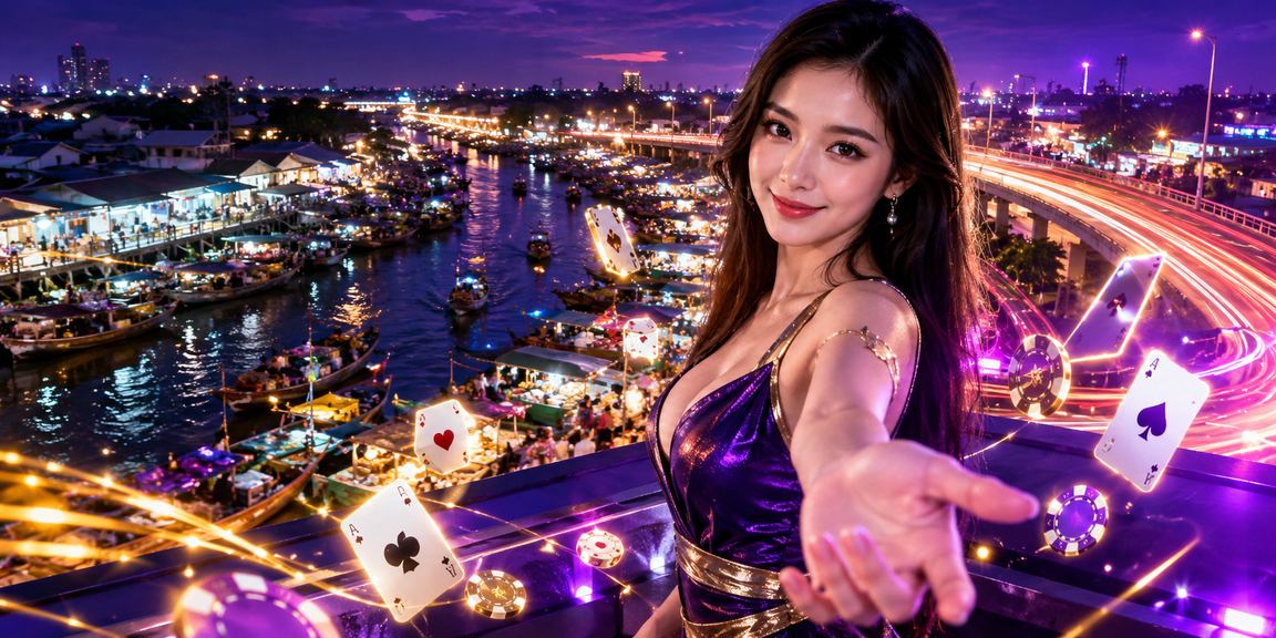 Người dùng Cần Thơ chơi card game ssxmb dưới ánh đèn neon buổi tối